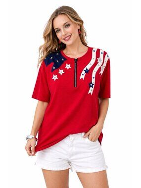 vintage Y2K FOURTH OF JULY t shirt tee XL stars stripes red white blue bling